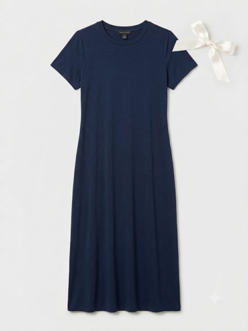 Ann Taylor Navy Blue Crewneck Short Sleeve T-Shirt Midi Dress – Size M